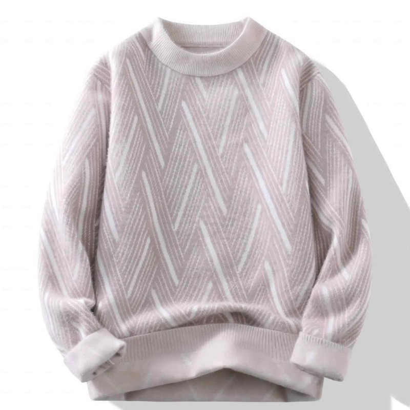 Winter Clothing Men Style - Autumn Winter Crew Neck Striped Pullover