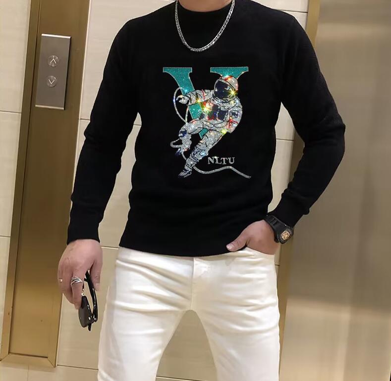 Winter Clothing Men Style - Designer Rhinestone pullover sweaters Mens Clothing