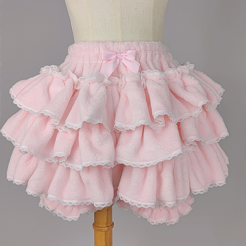 Winter Clothing Layers - Pink Layered Ruffle Pumpkin Pants Y2k