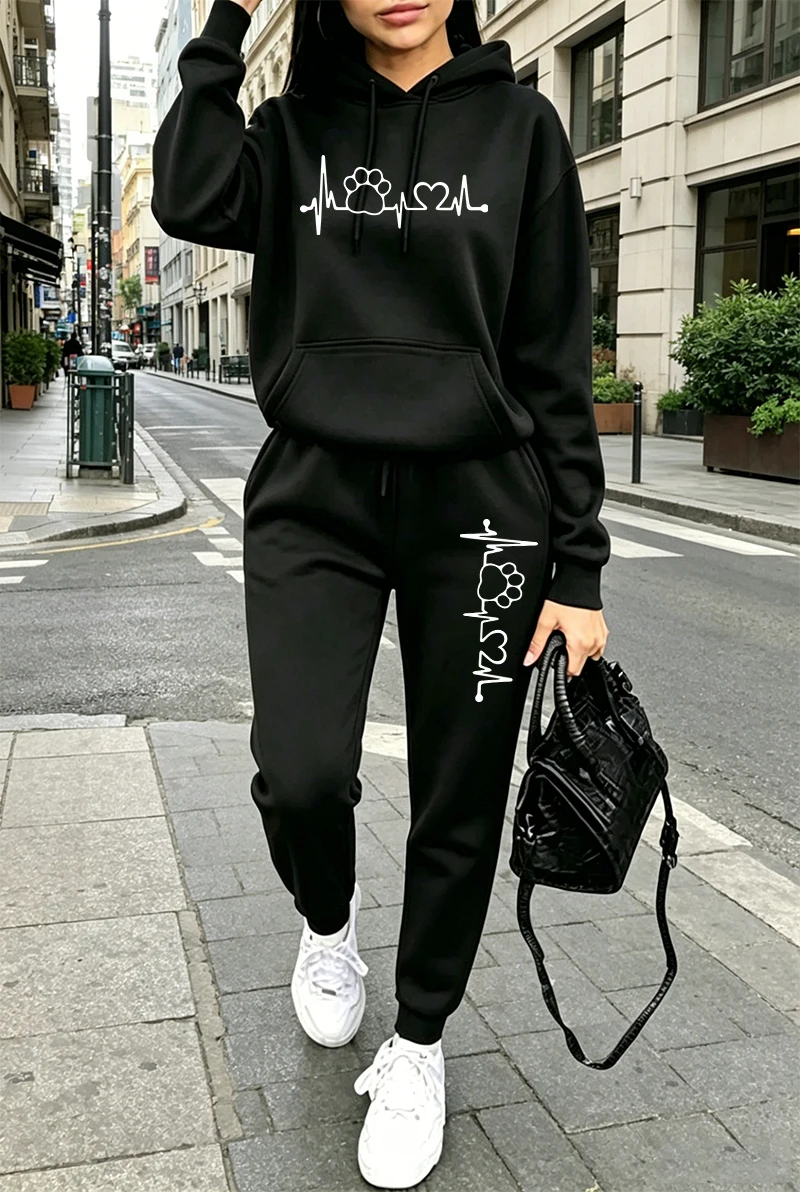 Winter Clothing For - 2026 Womens Tracksuit Printing Casual Hoodie