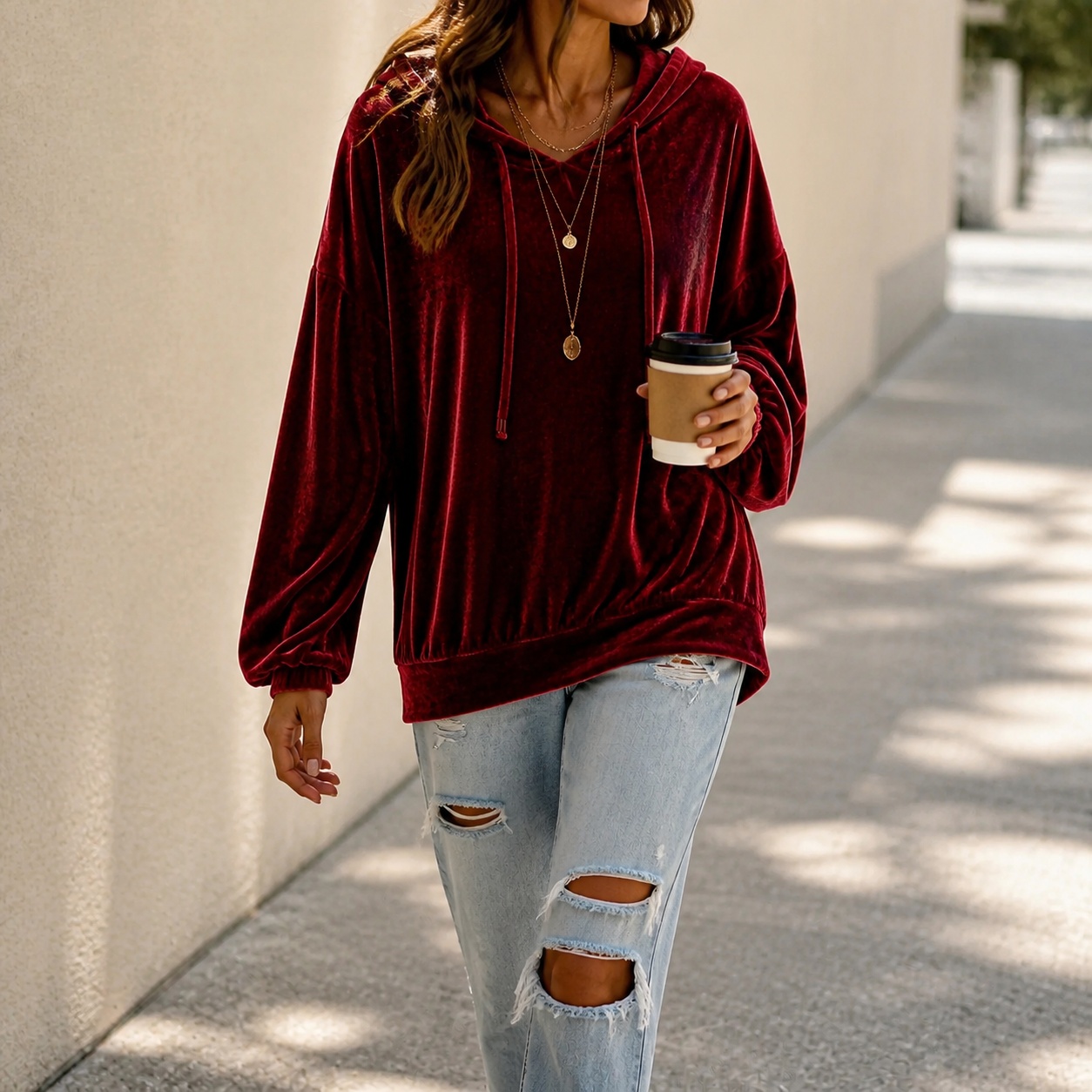 Women's Long Sleeve Fleece Hoo - Winter Clothing Drawing 评论和价格
