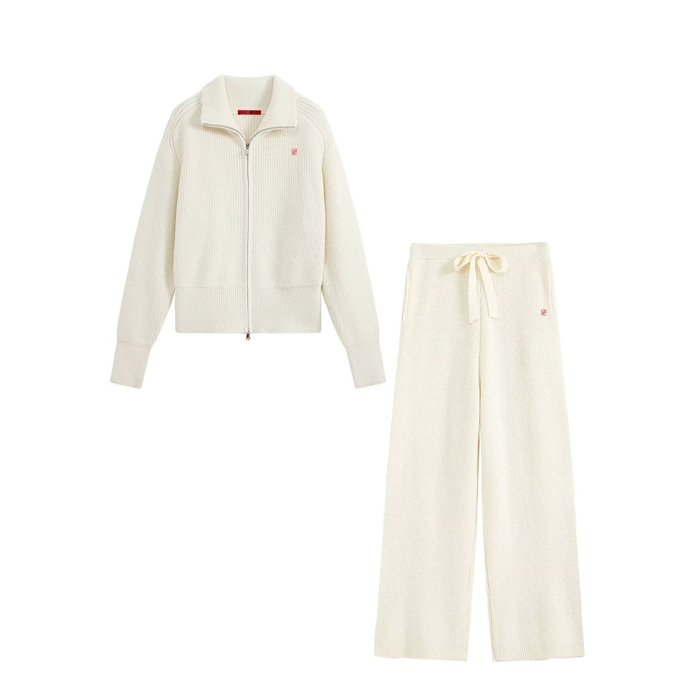 Women Zip Up Collar Knit Two P - Winter Clothing For 评论和价格