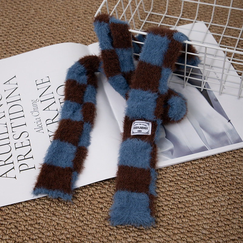 Y2k Striped Plush Narrow Long  - Winter Clothing Accessories 评论和价格