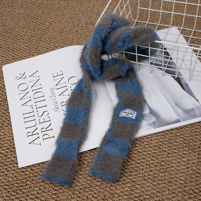 Y2k Striped Plush Narrow Long  - Winter Clothing Accessories 评论和价格