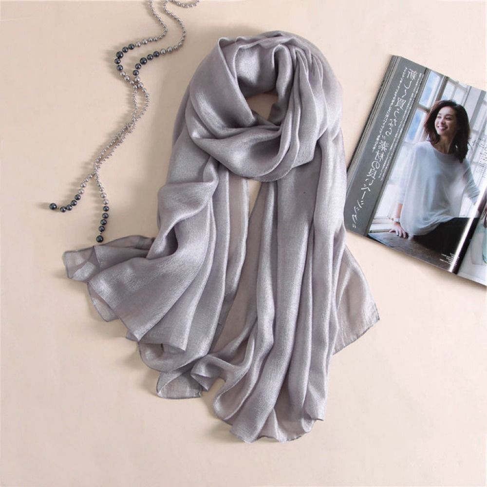 Linen Women Plain Scarf Fashio - Winter Clothing Accessories 评论和价格
