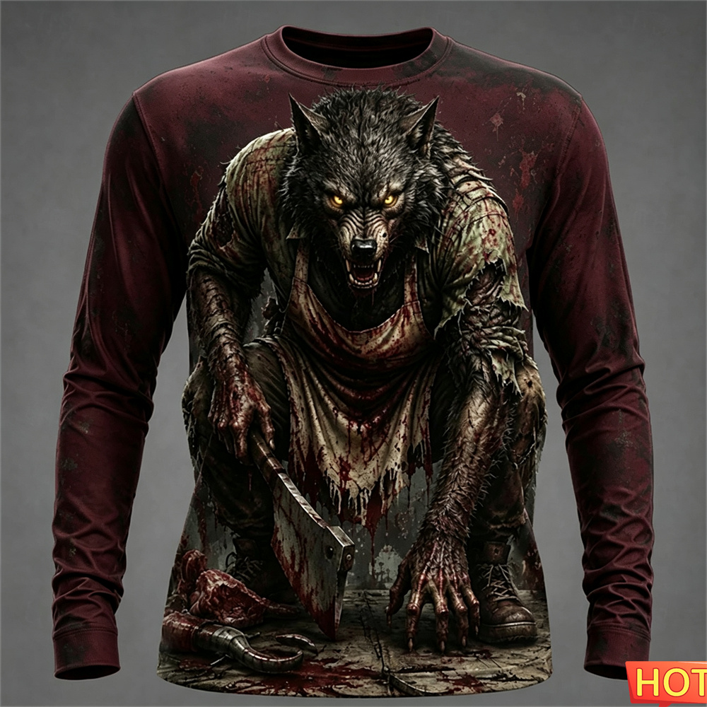Halloween Bloody Wolf T-shirt  - Winter Sun Clothing 评论和价格