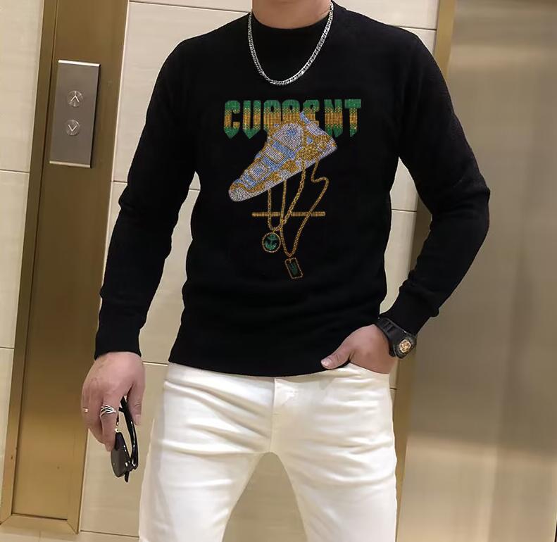 Designer Rhinestone  pullover  - Winter Clothing Men Style 评论和价格