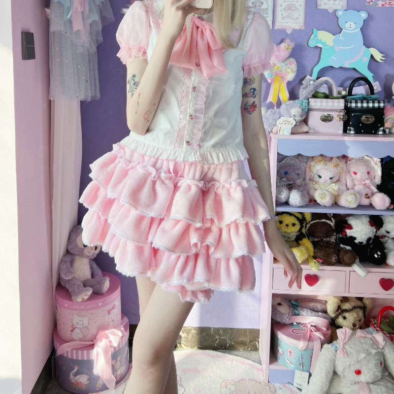 Pink Layered Ruffle Pumpkin Pa - Winter Clothing Layers 评论和价格