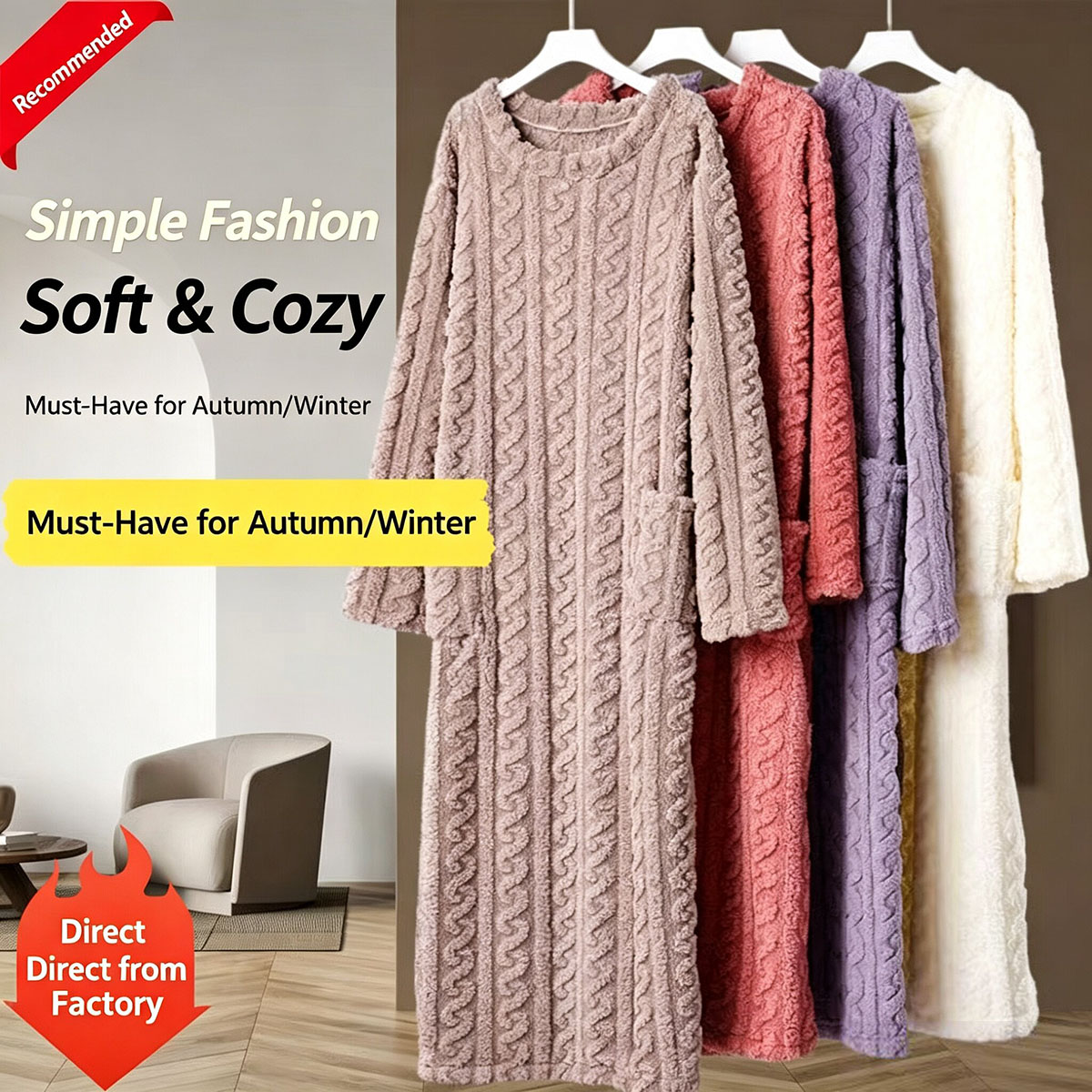 Winter Coral Velvet Nightgown, - Winter Clothing Deals 评论和价格
