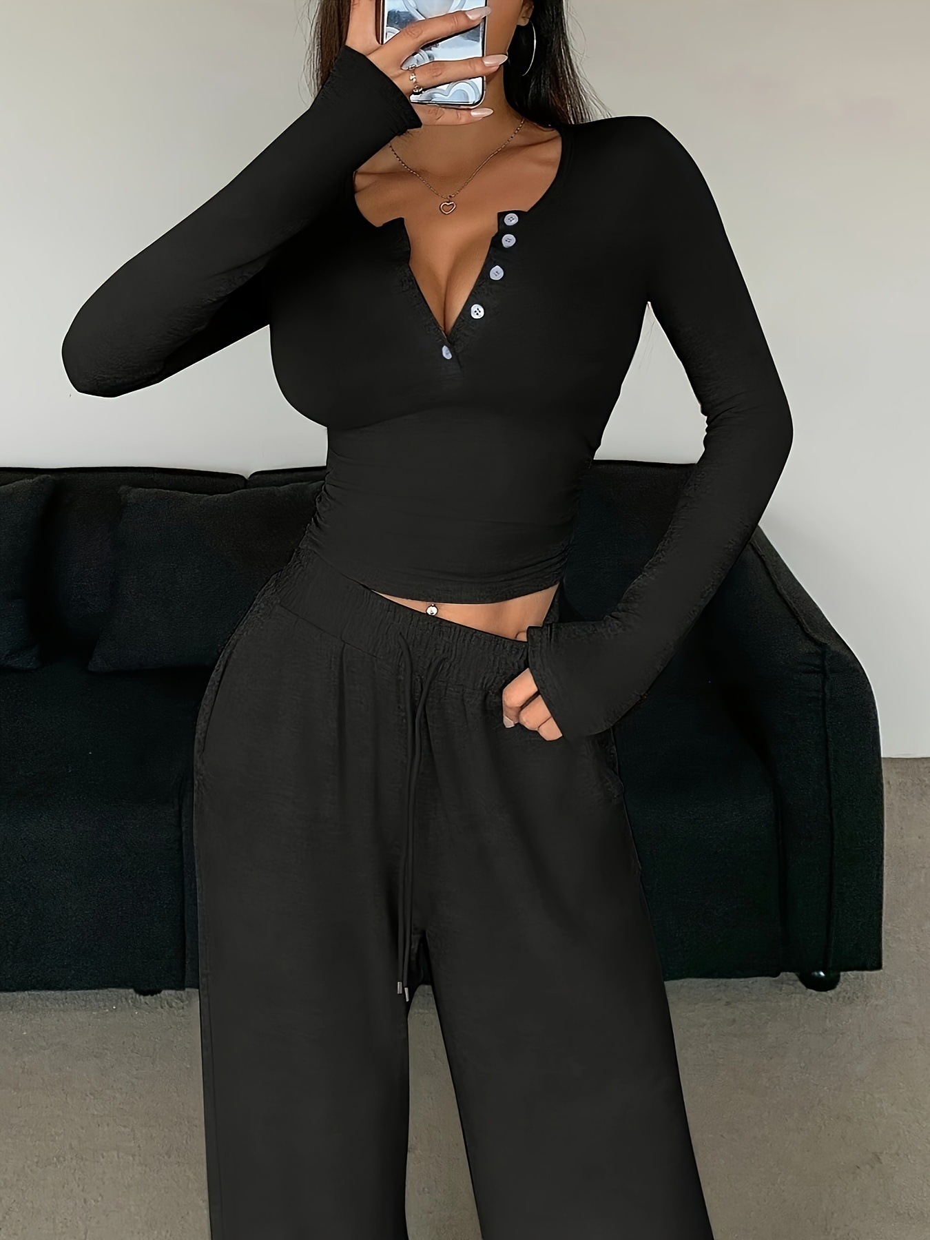 Solid Color Pant Sets Autumn W - Winter Clothing Deals 评论和价格