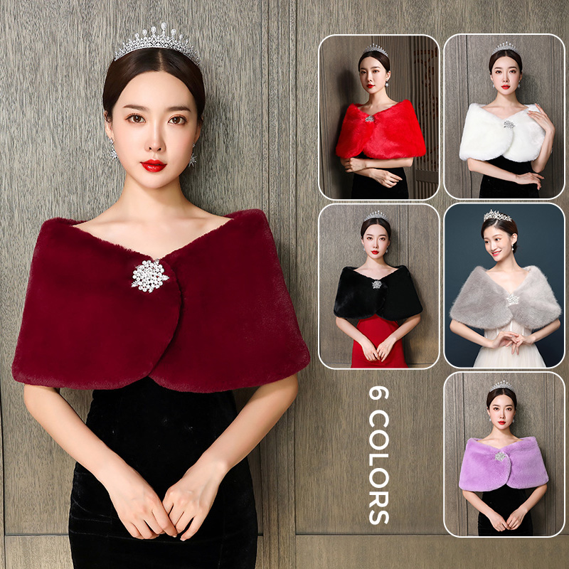 Women Bridal Shawl Wedding Cap - Winter Clothing Deals 评论和价格