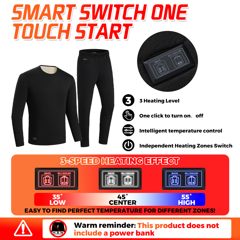 18 Zones Heated Underwear Set  - Winter Clothing Layers 评论和价格