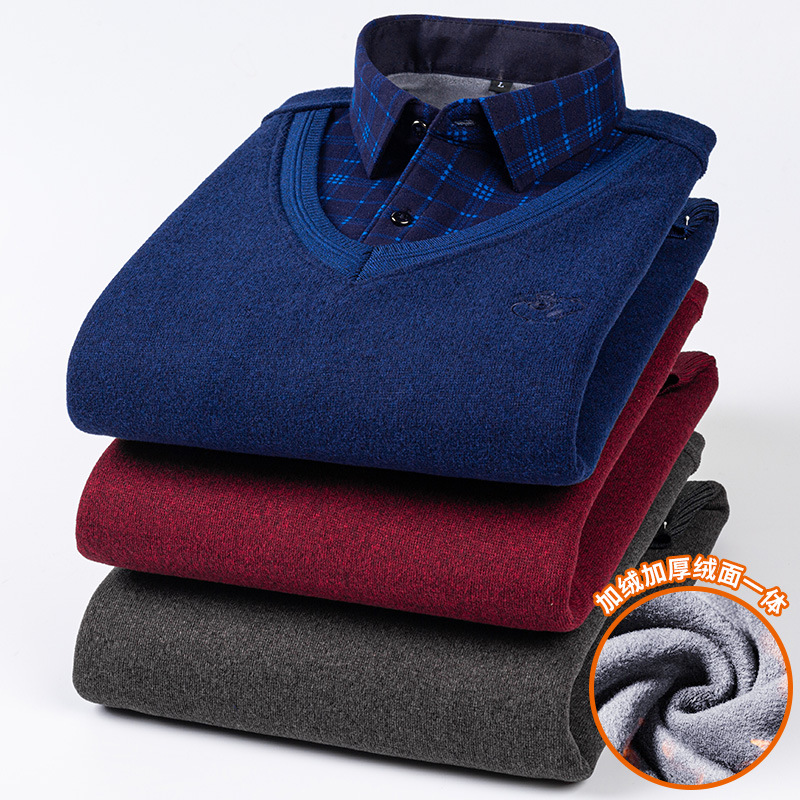 Men's Knitted Shirt Collar Cas - Winter Clothing Layers 评论和价格